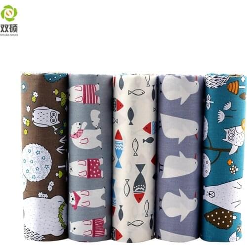 Cartoon Twill Cotton Fabric Patchwork Tissue Cloth Of Handmade DIY Quilting Sewing Baby&Children Sheets Dress Material 5PCS/LOT