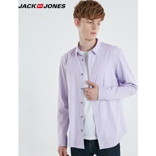 Jack Jones mens Pure color long sleeve cotton shirt | 219105505