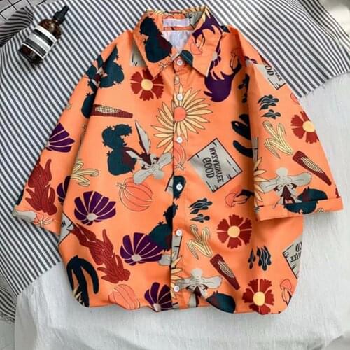 2021 New Fashion Casual Men Shirt Single Breasted Half Sleeve Printed Hawaiian Summer Short Sleeve Top for Daily Used