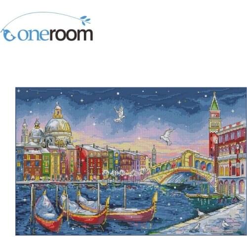 Top Quality Lovely Hot Sell Counted Cross Stitch Kit Venice Venise At Night Water City Chinese Cross Stitch