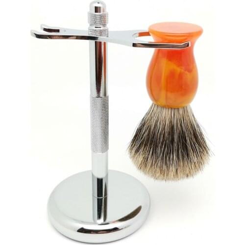 TEYO Two Band Fine Badger Shaving Brush Shaving Stand Set Perfect for Wet Shave