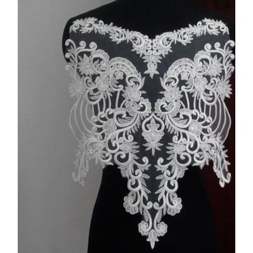 New High-end Embroidery Sequins Tube Top Wedding Patch Lace Flower Hollow Sexy DIY Accessories