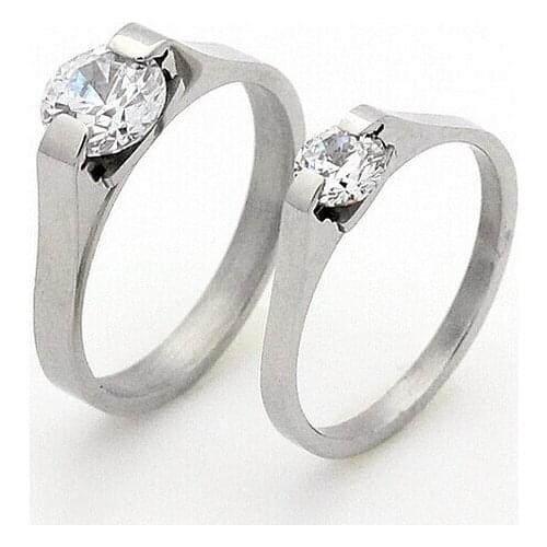 Titanium steel CZ couple rings
