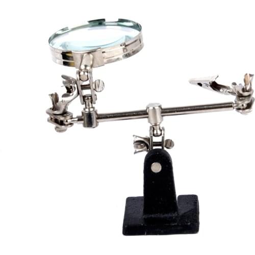 Helping 3rd Hand Tool Jewelry Repair Soldering Iron Stand With Clamp Magnifying Glass