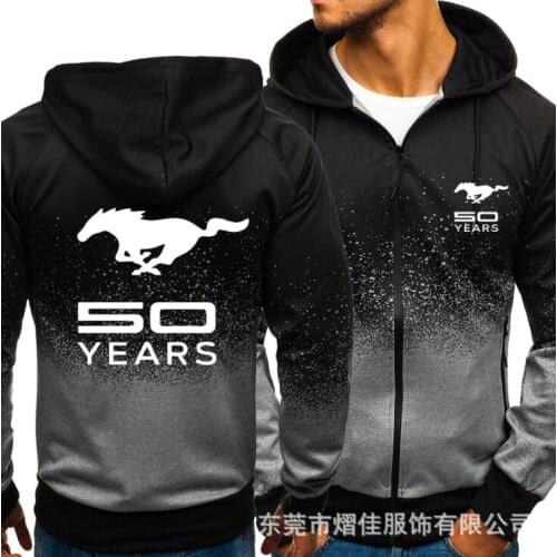 NEW2021 for SO Car Logo Print Casual HipHop Harajuku Gradient color Hooded Mens Fleece Sweatshirts zipper Jacket