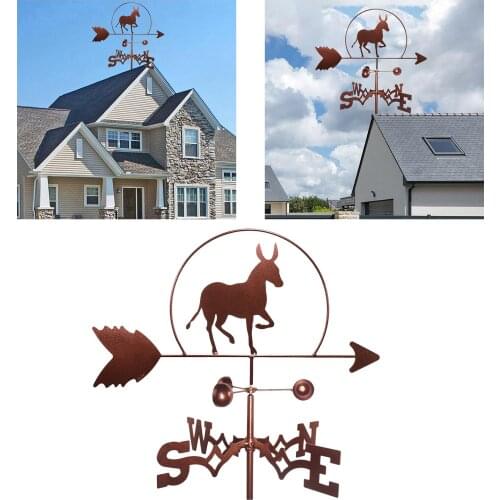 Durable Iron Donkey Weathervane Roof Mount Weather Vane Yard Farmhouse Decor