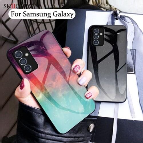 Gradient Tempered Glass Shockproof Case For Samsung Quantum 2 A82 A22 A32 A71 A72 A52 A90 A51 A42 5G Glossy Silicone Phone Cover