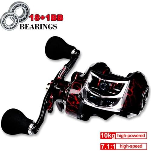 Fishing Baitcasting Reel Spinning 18+1BB 10kg/22LB Drag Super Strong Magnetic Force Speed Ratio 7.1:1 Metal Casting Fishing Reel