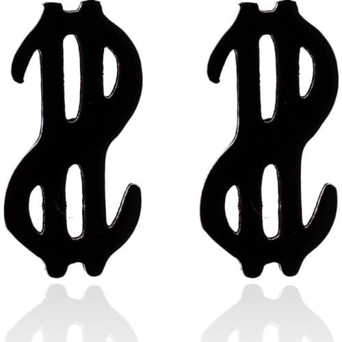 Boho Stainless Steel USD Dollar Sign Earring For Women Men Ear Stud Fashion Jewelry Cool Hiphop Goemetrical Stud Earrings