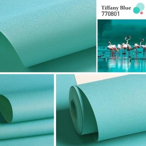 Peacock blue plain wallpaper INS style TV background dark green bedroom