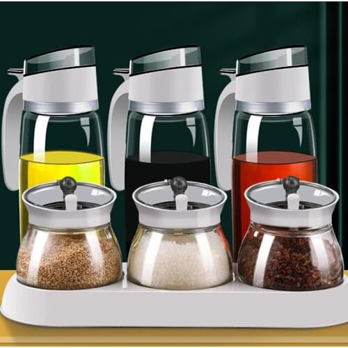 Modern Spice Rack Shelf Glass Salt and Sugar Oil and Vinegar Bottles Pepper Bbq Spice Jar Sugar Bowl Especiero Kitchen Tools 50