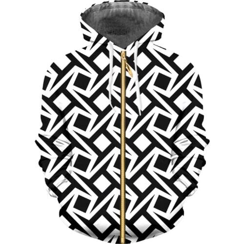 IFPD EU Size Fall Casual Zipper Hoodies Mens Cool Print Abstract Geometric Figures 3D Sweatshirt Hooded Man Long Sleeve Pullover
