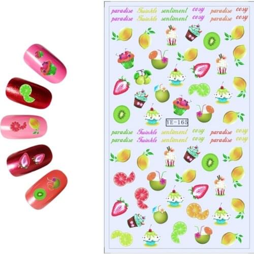 NAIL ART WATER DECAL NAIL STICKER SUNSHINE BIKINI SEA STAR FRUIT LEMON APPLE ANCHOR CANDY YE160-165