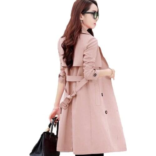 2021 Fashion Spring Autumn Long Trench Coats For Women Overcoats Casual Large Size Long Sleeve Lape Windbreaker Ladies Tops V652