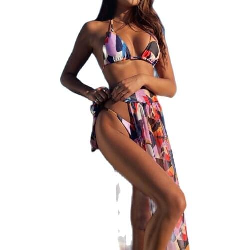 Womens Swimwear 2021 New Nylon Bikini Womens Sexy Quick Dry Comfort Three Pieces Bikini