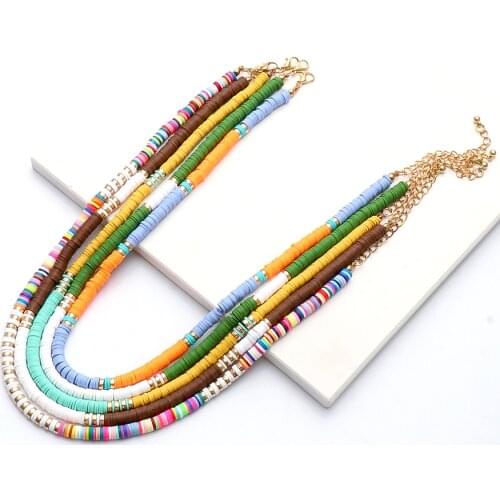 Wholesale Women Resin Necklace New Rainbow Za Vintage 2021 Cute Necklace Statement Choker Neck Chain Jewelry Gift Free Shipping