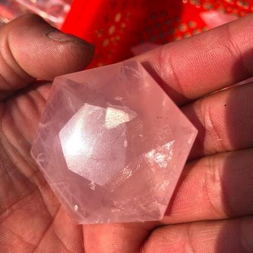 1pcs Natural rose quartz crystal star David sculpture art