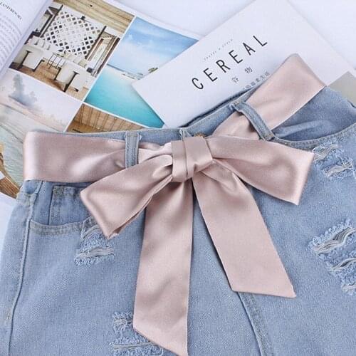 New 1PC 5Colors Women Fashion Wide Waist Fabric Belts Ladies Silk Scarf Solid Ribbon Knot Rope For Dresses Ceinture Femme