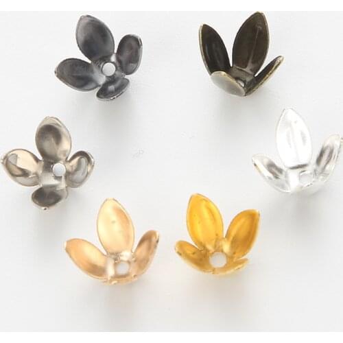 100pcs 6mm Metal Golden Plated Bulk Petal Flower Bead Caps For Jewelry Making DIY End Spacer Charms Bead Cap Bracelet Findings