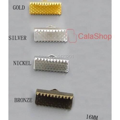 16mm 5/8" 200 pcs / Lot Ribbon Pock Clamps Ribbon Crimp Ends and Cord Clamps Ribbon Crimp Ends