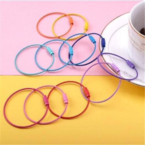 5Pcs 150*1.5mm EDC DIY Keychain Tag Rope Stainless Steel Wire Cable Loop Outdoor Screw Lock Gadget Ring Key Keyring Circle