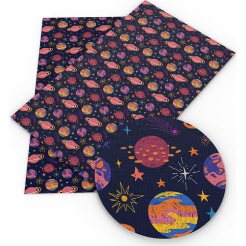 David accessories 20*33cm Space Planet Lychee Synthetic Leather Fabric for Bags Wallte DIY in Craft Bow-knot,1Yc14193