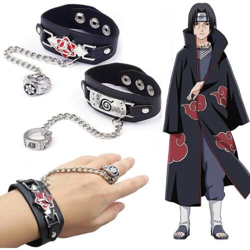 Anime Naruto Bracelet And Rings Action Figure Cosplay Accessories Uzumaki Hatake Kakashi Prop Jewelry Costumes Cool Men Toy Gift