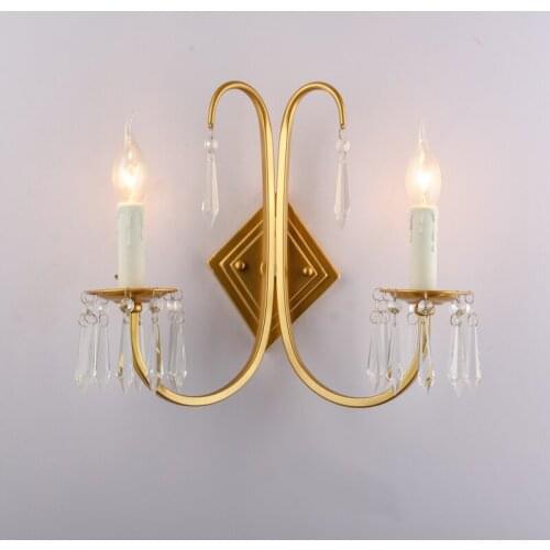 American crystal wall lamp bedside lamp modern iron living room bedroom lamp hotel aisle light Nordic gold wall lights ZA81151