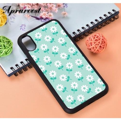 Aprarvest Spring Daisies On Mint Silicone Rubber Phone Case Cover For iPhone 6 6S 7 8 PLUS X XS XR 11 12 MINI PRO MAX