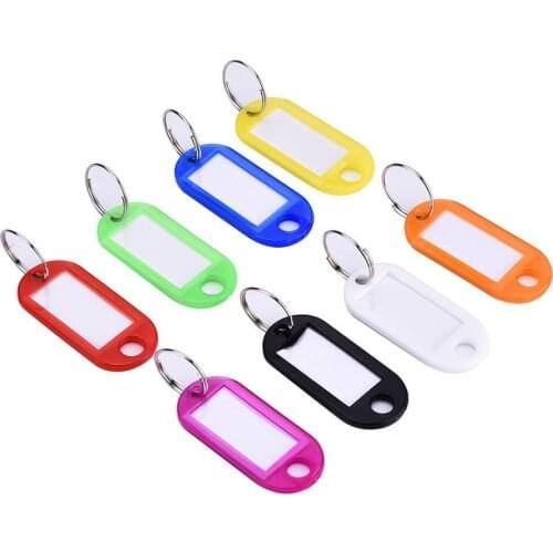 Free shipping assorted colors plastic key ring tags with labels fashon pet tags 100pcs/lot dog name tags customized pet id tags