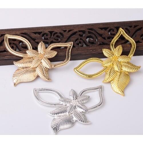 5 PCS 60x46mm Gold Silver Plated Flowers Metal Alloy DIY Handmade Accessories For Jewelry Making