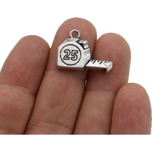 JAKONGO Silver Plated Box Ruller Charms Pendants for Jewelry Making Bracelet DIY Accessories 22x17mm 15pcs