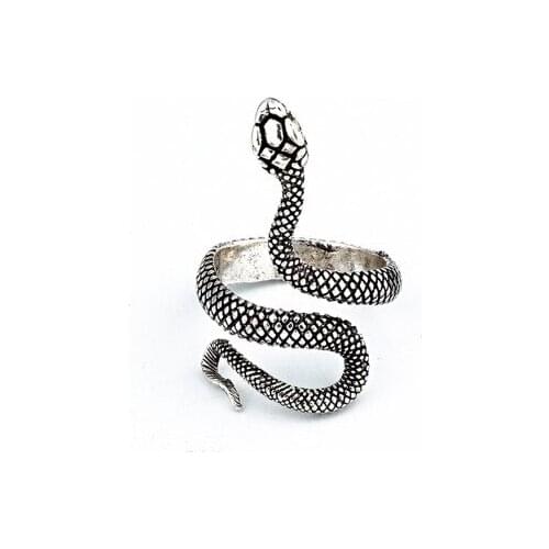 QIAMNI Retro Punk Exaggerated Spirit Snake Ring Fashion Stereoscopic Opening Adjustable Ring Jewelry Gift Anillo Hombre Bijoux