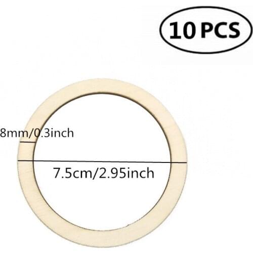 10pcs 7.5cm Unfinished Wooden Round Circle Rings Wood Slices Cutouts for Art DIY Crafts Home Party Decor