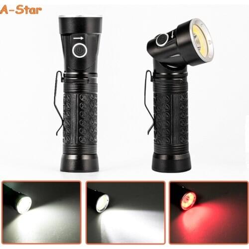 18650 T6+COB 6000LM 90 Degree Fold Multifunction Torch Light For Hunting Camping Search Lantern Lamp Powerful LED Flashlight