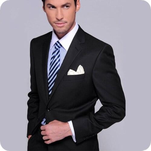 2019 Black Men Suit Business Wedding Suits Groom Blazer Custom Made Slim Fit Formal Tuxedo Best Man Costume Homme Mariage 2Piece