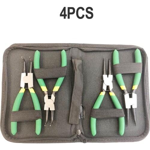 4pcs 7" 180mm Long Nose Circlip Pliers Set Snap Internal External Retaining Ring Pliers Kit DIY Staight Bent Plier Remover Tool
