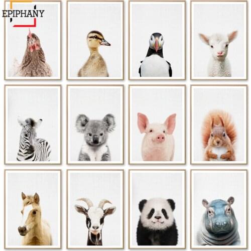 Zebra Duck Panda Pig Wall Art Canvas Painting Nordic Posters and Prints Animal Wall Picture Kids Baby Room Scandinavian Decor