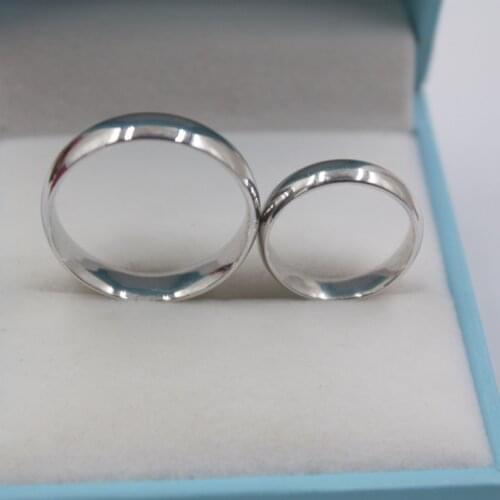 Real 18k Solid White Gold Ring For Women Men Smooth Band Lucky Lover Couple Rings Engagement Wedding Ring Christmas 4-5mmW