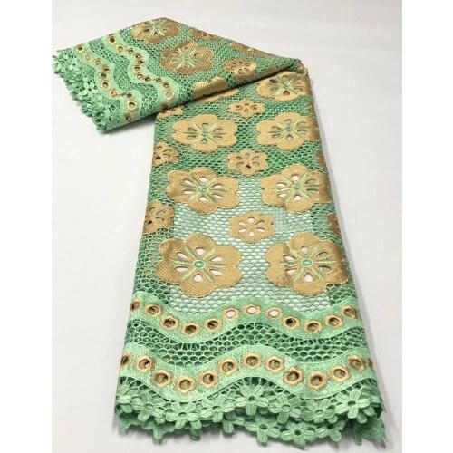 New Nigeria African Cord Lace Fabric Latest High Quality Guipure Stones Embroidery French Water Soluble Lace For Christmas Party