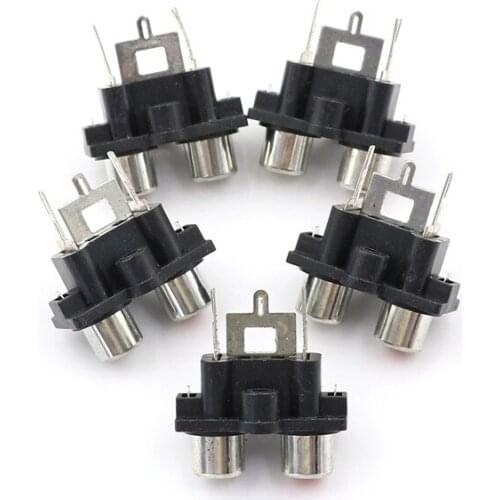 5Pcs 2 hole RCA Female Stereo audio Jack AV Audio input socket Connector Amplifier Interface Signal connection