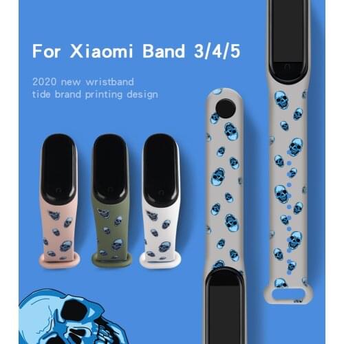 Skull Strap For Xiaomi Mi Band 5 4 3 Replacement Silicone TPU Amazfit Band 5 Strap For Xiomi Miband 5 MiBand 4 wristband Strap
