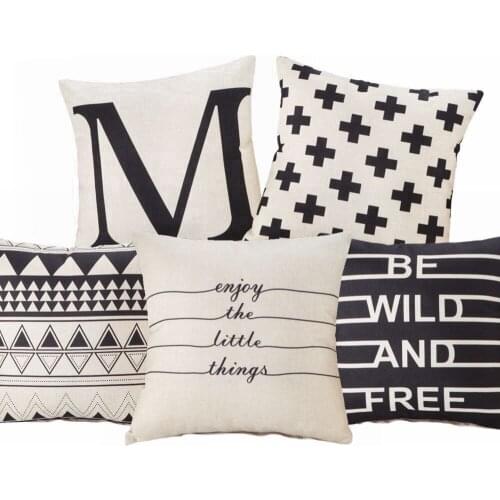 RUBYLOVE Modern Simple Geometric Cotton Linen Cushion Cover Decorative Pillowcase Home Decor Sofa Throw Pillow Cover 45x45cm