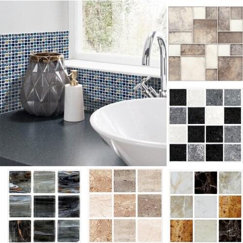 Funlife 10*10cm*18pcs Mosaic Self-Adhesive Waterproof DIY Wall Art Home Bedroom Bathroom kitchen Tile Sticker Wall Sticker