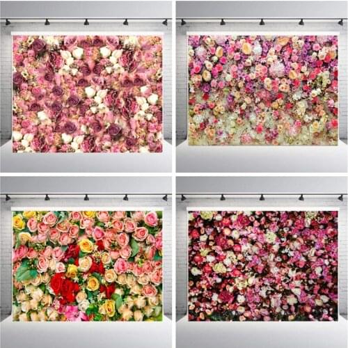 Vinyl Wedding Photography Backdrops for photography Rose Flower Wall Party Backgrounds Birthday Baby shower Backdrop