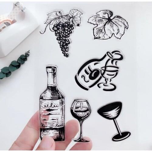 Wine Bottle Wine Glass Clear Stamps Scrapbooking Rubber Stamp Handmade DIY Decoration Craft Supplies Stamps for Card Making New