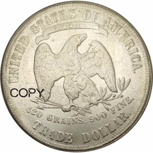 United States 1877 Trade Dollar Brass Silver Plated Copy Coins High Quality