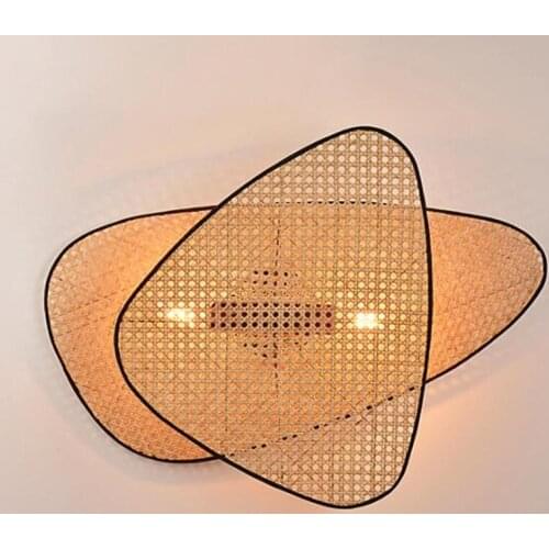 Japanese Minimalist Rattan Woven Wall Lamp Tatami Individual Home Decor Wall Sconces Bedroom Bedside Lamp Corridor Aisle Cafe