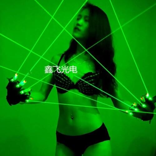 JSHFEI green laser gloves DJ CLUB party with 4 pcs green lasers laser dancing stage show light with palm light Wholesale lazer