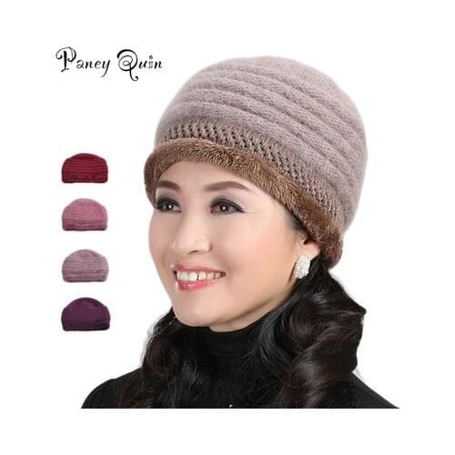 Brand new knitted women winter hat wool Rabbit Fur Knitted Beanies cap wholesale womens hats Fur Caps Lady Headgear dropship